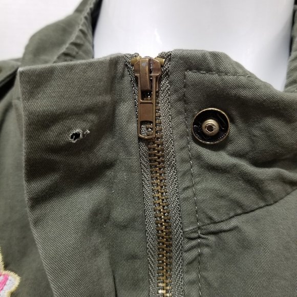 New Look vest 1X floral embroidered utility pockets army zip sleeveless jacket - Picture 12 of 16